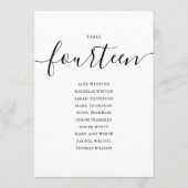 Elegant zwart-Script-tabel nummer 14-zittingsschem Kaart (Achterkant)