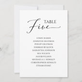 Elegant zwart-Script-tabel nummer 5-zitplaatsenkaa Kaart (Voorkant)