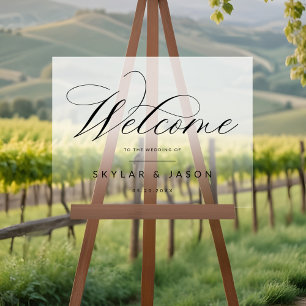 Elegant Zwart Script Wit Frosted Welkom Bruiloft Acryl Bord
