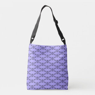 Elegant zwart-spiraalvectorpatroon op periwinkle crossbody tas