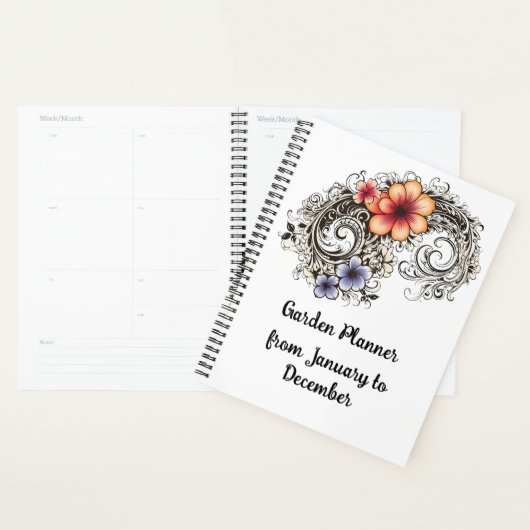 Elegant zwart spiraalvormig tuinplan planner (Display)
