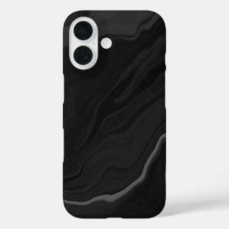 Elegant zwart stenen marmerpatroon iPhone 16 hoesje