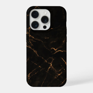 Elegant zwart stenen marmerpatroon iPhone 15 pro hoesje