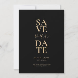 Elegant Zwart Tan Minimalistische Bruiloft Save The Date