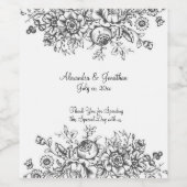 Elegant Zwart Toile Bloemmotief Wijn Etiket (Enkel label)