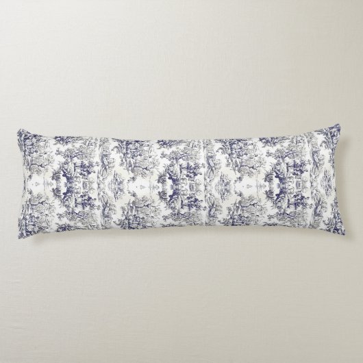 Elegant zwart toile de jouy lichaamskussen (Achterkant)