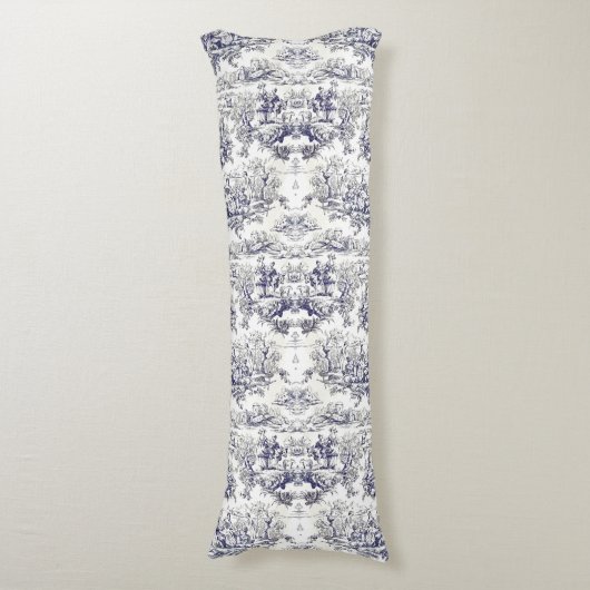 Elegant  zwart toile de jouy lichaamskussen (Voorkant Verticaal)