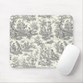 Elegant zwart toile de jouy muismat (Met muis)