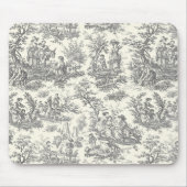 Elegant zwart toile de jouy muismat (Voorkant)