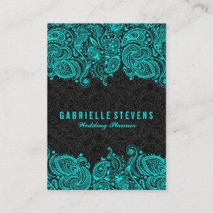 Elegant zwart & turquoise bruiloft planner visitekaartje