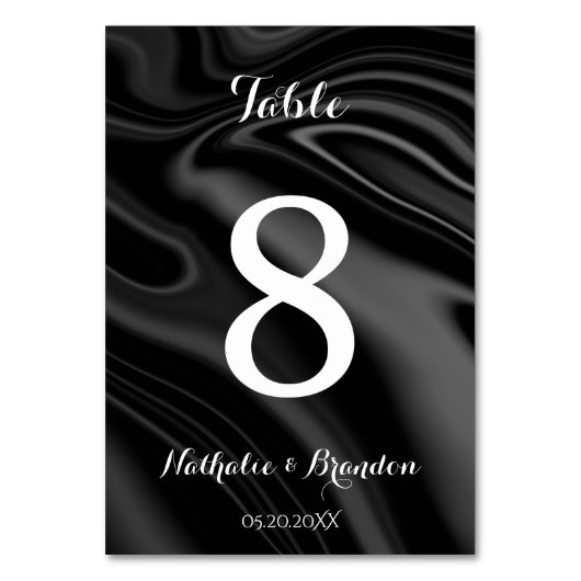 Elegant zwart vloeibaar tafelnummer (Voorkant)