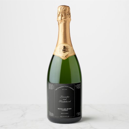 Elegant zwart waterdicht cosmetica flesetiket sparkling wijnetiket (Voorkant)