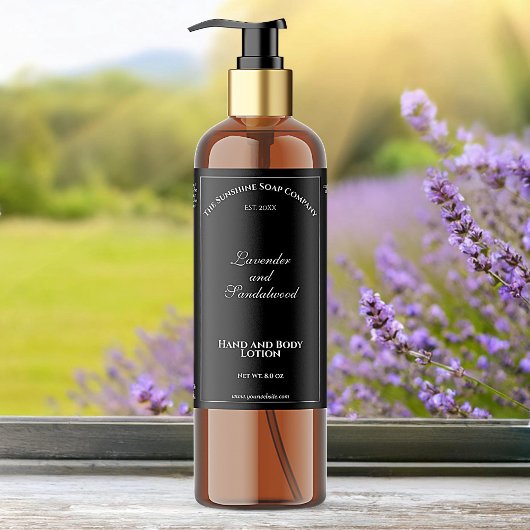 Elegant zwart waterdicht cosmetica flesetiket sparkling wijnetiket