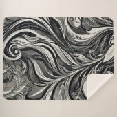 Elegant - Zwart-wit Abstract Flow Sherpa Deken (Voorkant (horizontaal))