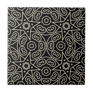 Elegant zwart-wit abstract geometrisch patroon  tegeltje