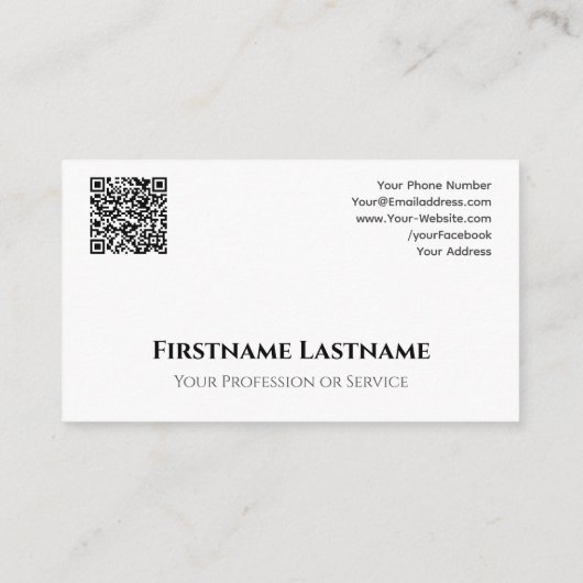 Elegant zwart wit abstract moderne vormen QR-code Visitekaartje (Achterkant)