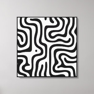 Elegant zwart-wit abstract patroon canvas afdruk