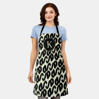 Elegant zwart-wit abstract patroon monogram schort