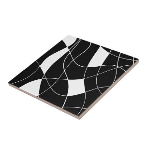 Elegant zwart-wit abstract patroon tegeltje