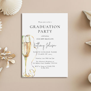 Elegant zwart wit afstudeerfeest kaart