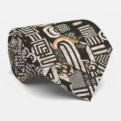 Elegant Zwart Wit Beige Stropdas (Opgerold)