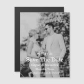 Elegant Zwart & Wit Bewaar de datum Foto Magnetisc (Voorkant / Achterkant)