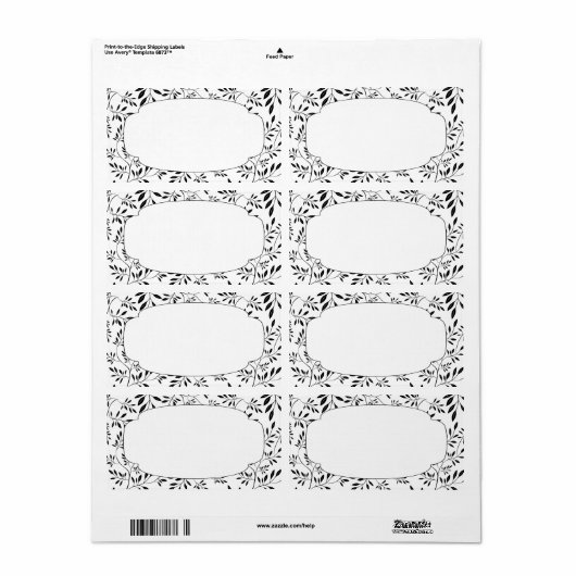 Elegant zwart-wit blad label (Full Sheet)