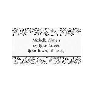 Elegant zwart-wit blad label