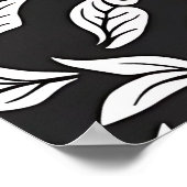 Elegant zwart-wit bladpatroon poster (Hoek)
