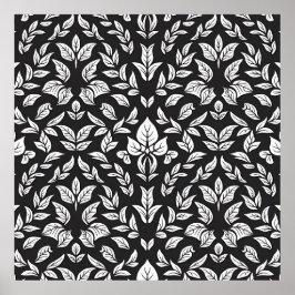 Elegant zwart-wit bladpatroon poster