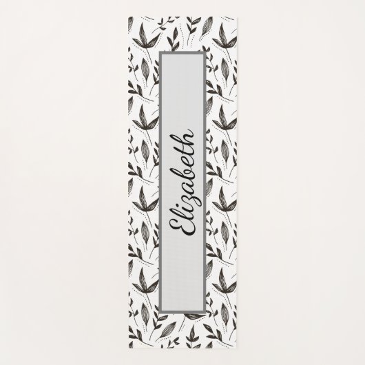 elegant zwart-wit bladpatroon Yoga Mat (Voorkant)