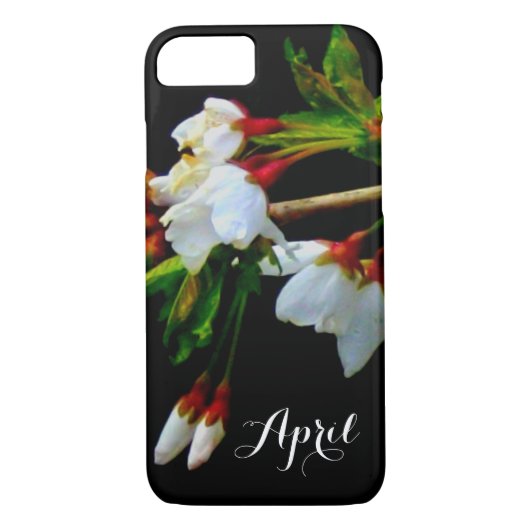 Elegant Zwart Wit bloeiende witte bloesem Case-Mate iPhone Case (Achterkant)