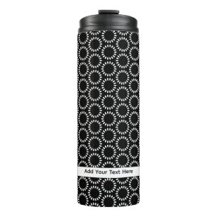 Elegant zwart-wit bloemblad mandala patroon thermosbeker
