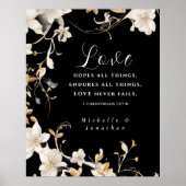 Elegant Zwart Wit Bloemen Bruiloft Christelijk Bij Poster (Voorkant)