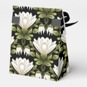 Elegant Zwart & Wit Bloemen Bruiloft: Kalligrafie Bedankdoosjes (Achterkant)