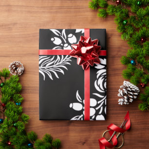 Elegant zwart-wit bloemen inpakpapier
