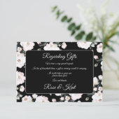 Elegant Zwart Wit Bloemen Patroon Bruiloft Informatiekaartje (Staand voorkant)