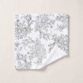 Elegant zwart-wit bloemenkool bad handdoek (Wasdoekje)