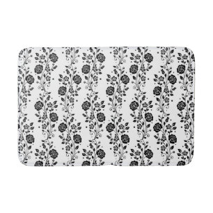 Elegant zwart-wit bloempatroon badmat