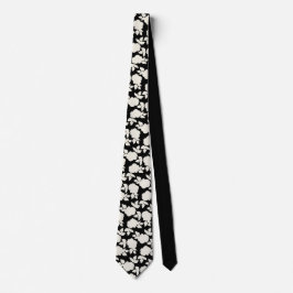 Elegant zwart-wit bloempatroon stropdas
