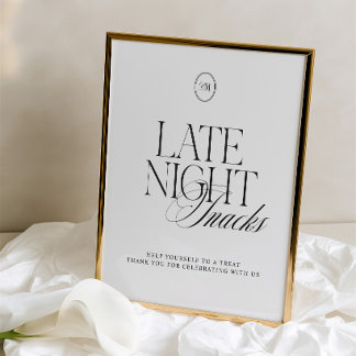 Elegant zwart-wit bord voor late nacht snacks