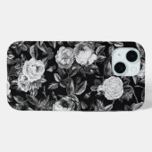 Elegant Zwart Wit Botanische Bloemen Rozen Case-Mate iPhone Case (Achterkant (horizontaal))