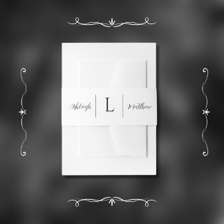 Elegant zwart-wit bruiloft monogram uitnodigingen wikkel