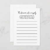 Elegant zwart-wit bruiloft reactie Kaart (Voorkant / Achterkant)