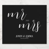 Elegant zwart-wit bruiloft thema bier etiket (Enkel label)