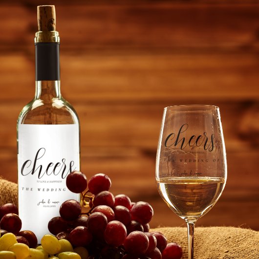 Elegant zwart-wit bruiloft thema likeurfles etiket