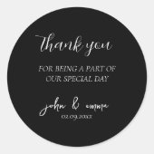 Elegant zwart-wit bruiloft thema ronde sticker (Voorkant)