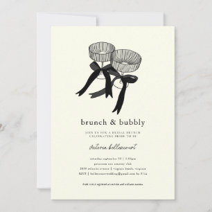 Elegant zwart wit Brunch Bubbly Vrijgezellenfeest Kaart