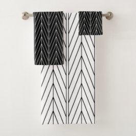 Elegant zwart-wit Chevron-ontwerp Bad Handdoek