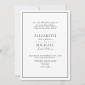 Elegant Zwart Wit Classic Script Details Huwelijk Kaart (Voorkant)